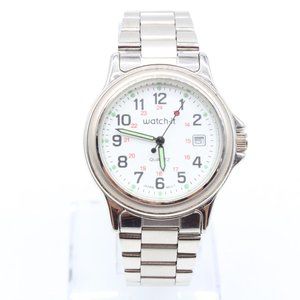 Vintage Watch It Watch Mens Silver Tone Stainless Steel Classic Retro White Dial
